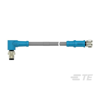 TE Connectivity Right Angle Female; Male 4 way M8 to Straight 4 way M8 Sensor Actuator Cable, 500mm
