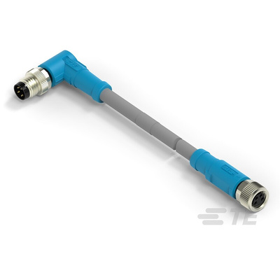 TE Connectivity Right Angle Female; Male 4 way M8 to Straight 4 way M8 Sensor Actuator Cable, 500mm