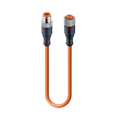 Lumberg Automation Straight Male 4 way M12 to Straight Female 4 way M12 Sensor Actuator Cable, 10m