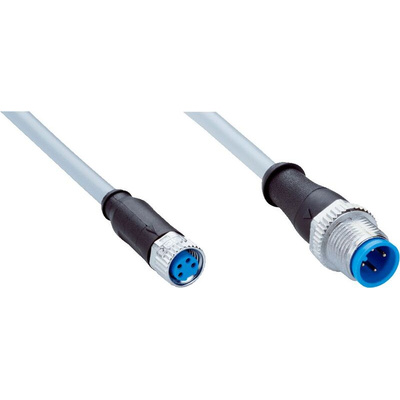 Sick Straight Female 4 way M8 to Straight Male 4 way M12 Sensor Actuator Cable, 600mm