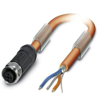 Phoenix Contact Straight Female M12 to Unterminated Bus Cable, 10m