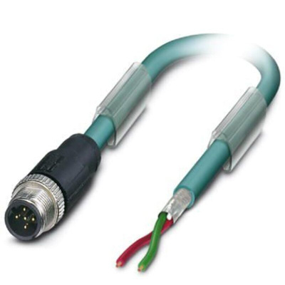 Phoenix Contact Straight Male M12 to Unterminated Bus Cable, 15m