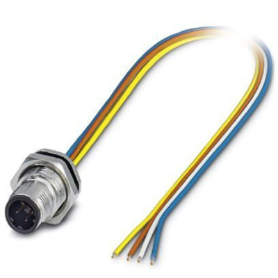 Phoenix Contact Straight Male 4 way M12 to Unterminated Actuator/Sensor Cable, 100mm