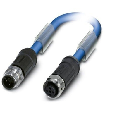 Phoenix Contact Straight Male M12 to Female M12 Bus Cable, 15m
