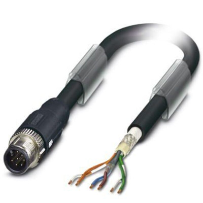 Phoenix Contact Straight Male M12 to Unterminated Bus Cable, 5m