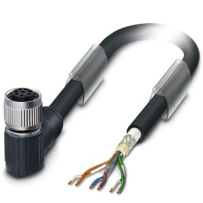 Phoenix Contact Right Angle Female M12 to Bus Cable, 15m