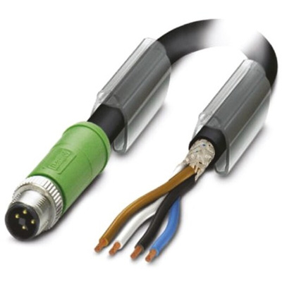 Phoenix Contact Straight Male 4 way M12 to Unterminated Sensor Actuator Cable, 1.5m