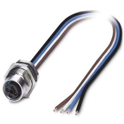 Phoenix Contact Straight Female 4 way M12 to Unterminated Sensor Actuator Cable, 5m