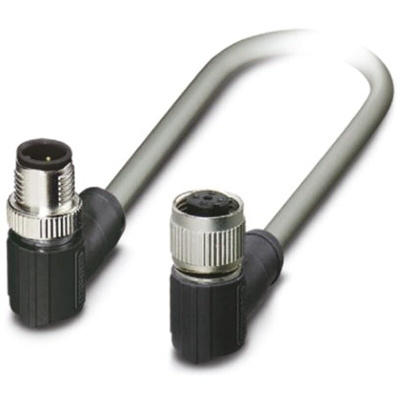 Phoenix Contact Right Angle Female 5 way M12 to Right Angle Male 5 way M12 Bus Cable, 500mm