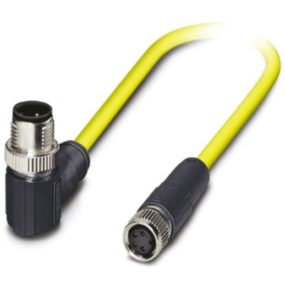 Phoenix Contact Straight Female 4 way M8 to Right Angle Male 4 way M12 Sensor Actuator Cable, 1.5m