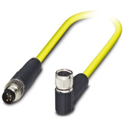 Phoenix Contact Right Angle Female 4 way M8 to Straight Male 4 way M8 Sensor Actuator Cable, 1.5m