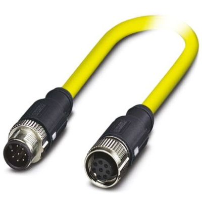 Phoenix Contact Female 8 way M12 to Straight Male 8 way M12 Sensor Actuator Cable, 5m