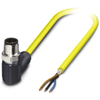 Phoenix Contact Right Angle Male 3 way M12 to Unterminated Sensor Actuator Cable, 10m