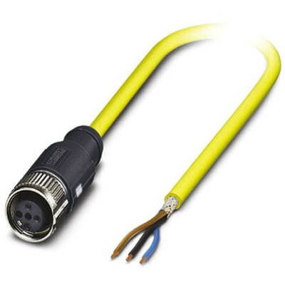 Phoenix Contact Straight Female 3 way M12 to Unterminated Sensor Actuator Cable, 2m