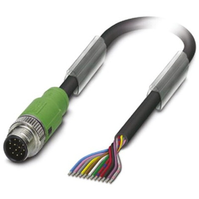 Phoenix Contact Straight Male 12 way M12 to Unterminated Sensor Actuator Cable, 10m