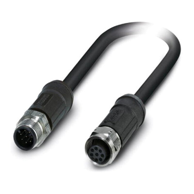 Phoenix Contact Male 8 way M12 to Female 8 way M12 Sensor Actuator Cable, 2m