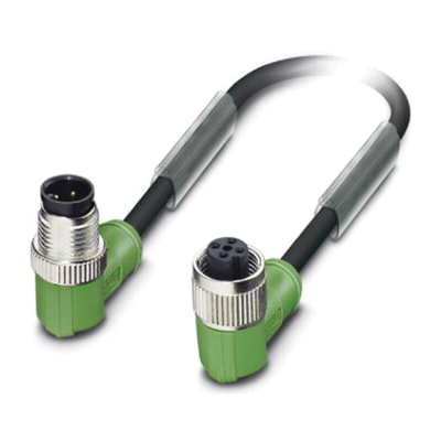 Phoenix Contact Male 4 way M12 to Female 4 way M12 Sensor Actuator Cable, 3m