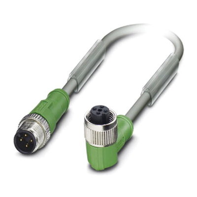 Phoenix Contact Male 4 way M12 to Female 4 way M12 Sensor Actuator Cable, 3m