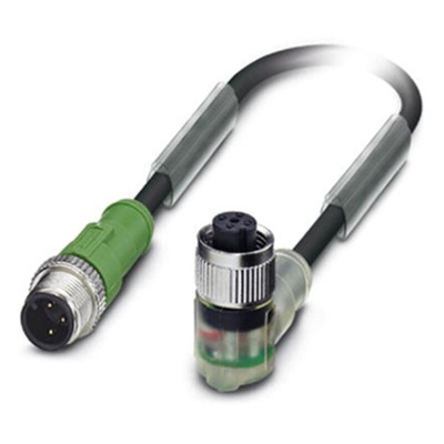 Phoenix Contact Right Angle Female M12 to Straight Male M12 Sensor Actuator Cable, 1.5m