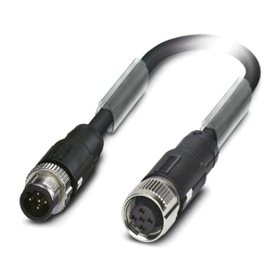 Phoenix Contact Male 5 way M12 to Female 5 way M12 Sensor Actuator Cable, 130mm