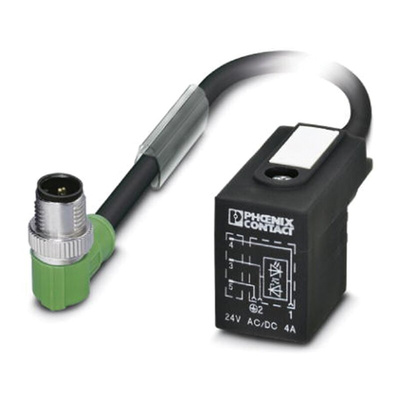 Phoenix Contact Male 3 way M12 to DIN 43650 Form BI Sensor Actuator Cable, 600mm