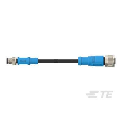 TE Connectivity Straight Male 4 way M8 to Straight Female 4 way M12 Sensor Actuator Cable, 500mm