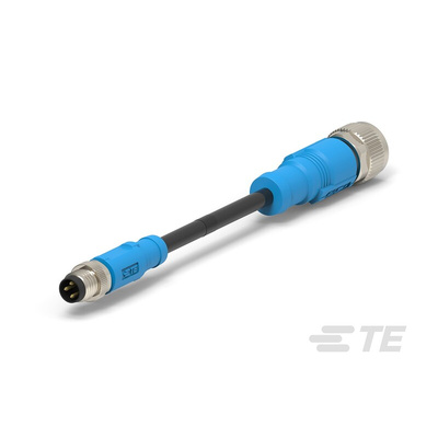 TE Connectivity Straight Male 4 way M8 to Straight Female 4 way M12 Sensor Actuator Cable, 500mm