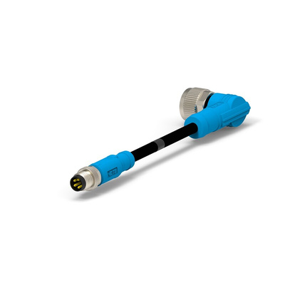TE Connectivity Right Angle Male 3 way M8 to Straight Female 3 way M12 Sensor Actuator Cable, 500mm