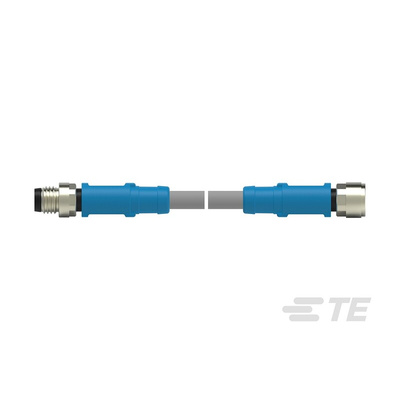 TE Connectivity Straight Female; Male 4 way M8 to Straight 4 way M8 Sensor Actuator Cable, 5m