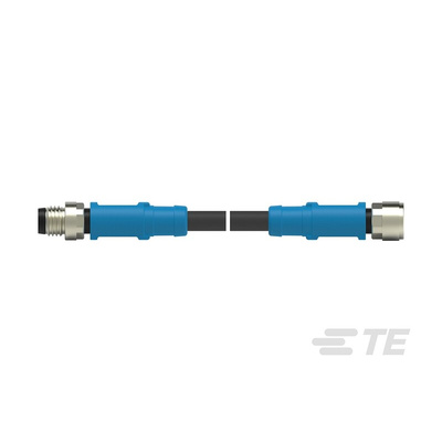 TE Connectivity Straight Female; Male 4 way M8 to Straight 4 way M8 Sensor Actuator Cable, 5m