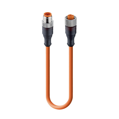 Lumberg Automation Straight Male 4 way M12 to Straight Female 4 way M12 Sensor Actuator Cable, 5m