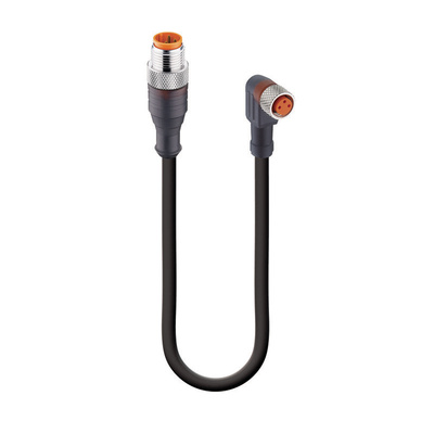 Lumberg Automation Straight Male 3 way M12 to Right Angle Female 3 way M8 Sensor Actuator Cable, 2m