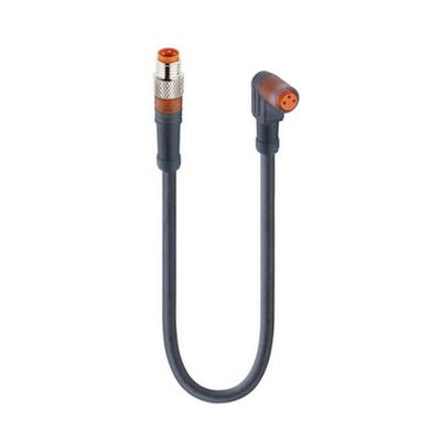 Lumberg Automation Straight Male 3 way M8 to Right Angle Female 3 way M8 Sensor Actuator Cable, 1.5m
