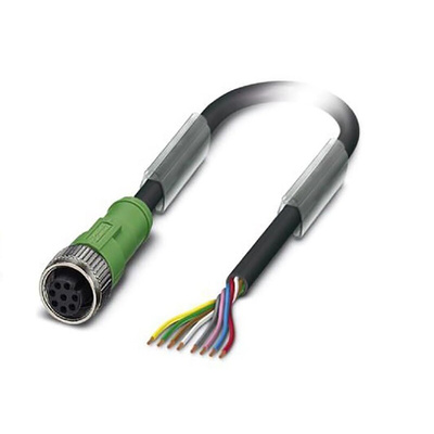 Phoenix Contact Straight Female 8 way M12 to Unterminated Sensor Actuator Cable, 5m