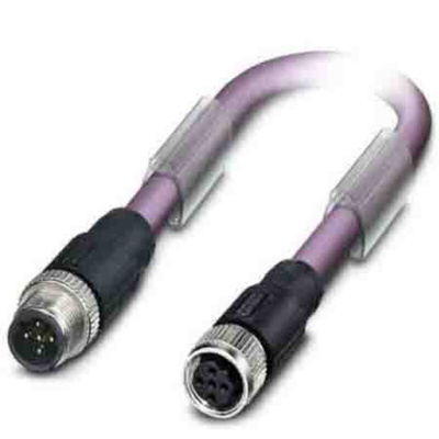 Phoenix Contact Straight Male 2 way M12 to Straight Female 2 way M12 Bus Cable, 500mm