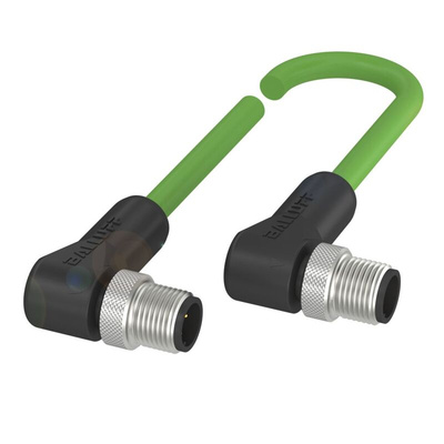 BALLUFF Right Angle Male M12 to Right Angle Male M12 Sensor Actuator Cable, 5m