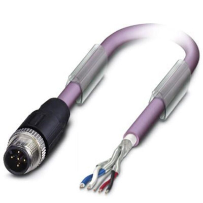 Phoenix Contact Straight Male M12 to Male M12 Bus Cable, 5m