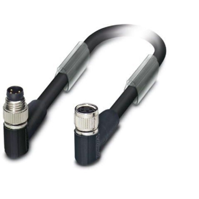 Phoenix Contact Right Angle Female M8 to Male M8 Bus Cable, 130mm