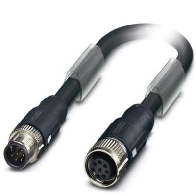 Phoenix Contact Straight Male M12 to Straight Female M12 Bus Cable, 2m