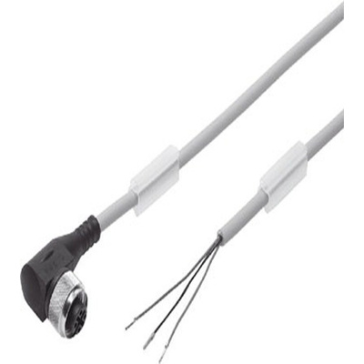 Right Angle Female 5 way M12 to 3 way Pigtail Cable, 5m