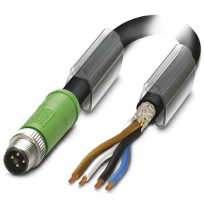 Phoenix Contact Straight Male 4 way M12 to Unterminated Sensor Actuator Cable, 3m