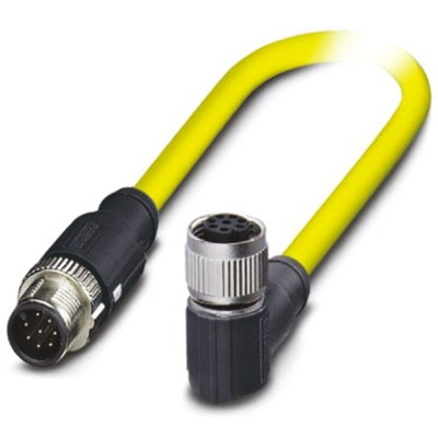 Phoenix Contact Female 8 way M12 to Straight Male 8 way M12 Sensor Actuator Cable, 5m