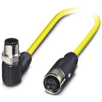 Phoenix Contact Straight Male 3 way M12 to Right Angle Male 3 way M12 Sensor Actuator Cable, 1.5m