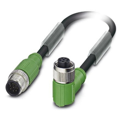 Phoenix Contact Male 8 way M12 to Female 8 way M12 Sensor Actuator Cable, 600mm