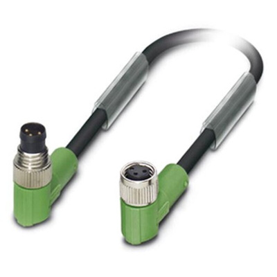 Phoenix Contact Male 3 way M8 to Female 3 way M8 Sensor Actuator Cable, 3m