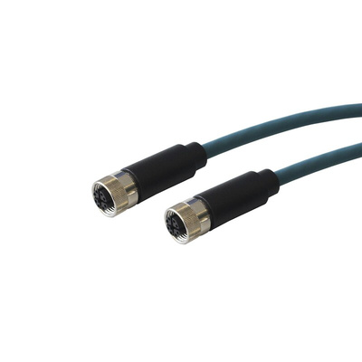 Bulgin Straight Female 8 way M12 to Straight Female 8 way M12 Sensor Actuator Cable, 1m