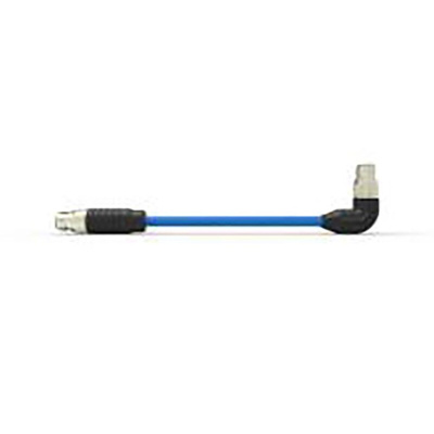 TE Connectivity Straight Male 4 way M12 to Right Angle Male 4 way M12 Sensor Actuator Cable, 2m