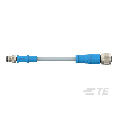 TE Connectivity Straight Male 3 way M8 to Straight Female 3 way M12 Sensor Actuator Cable, 500mm