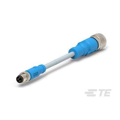 TE Connectivity Straight Male 3 way M8 to Straight Female 3 way M12 Sensor Actuator Cable, 500mm