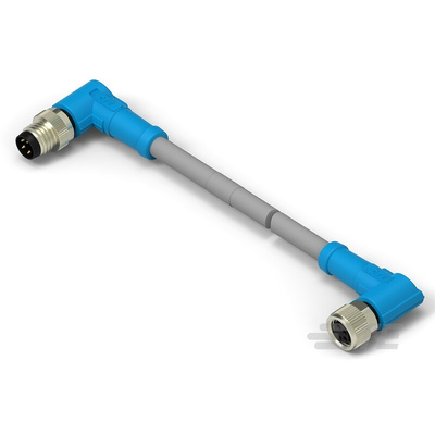TE Connectivity Right Angle Female; Male 4 way M8 to Right Angle 4 way M8 Sensor Actuator Cable, 500mm